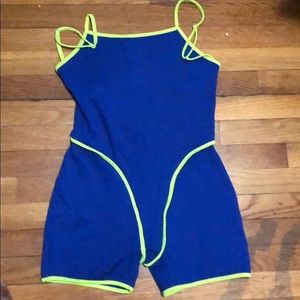 Royal blue open back onesie